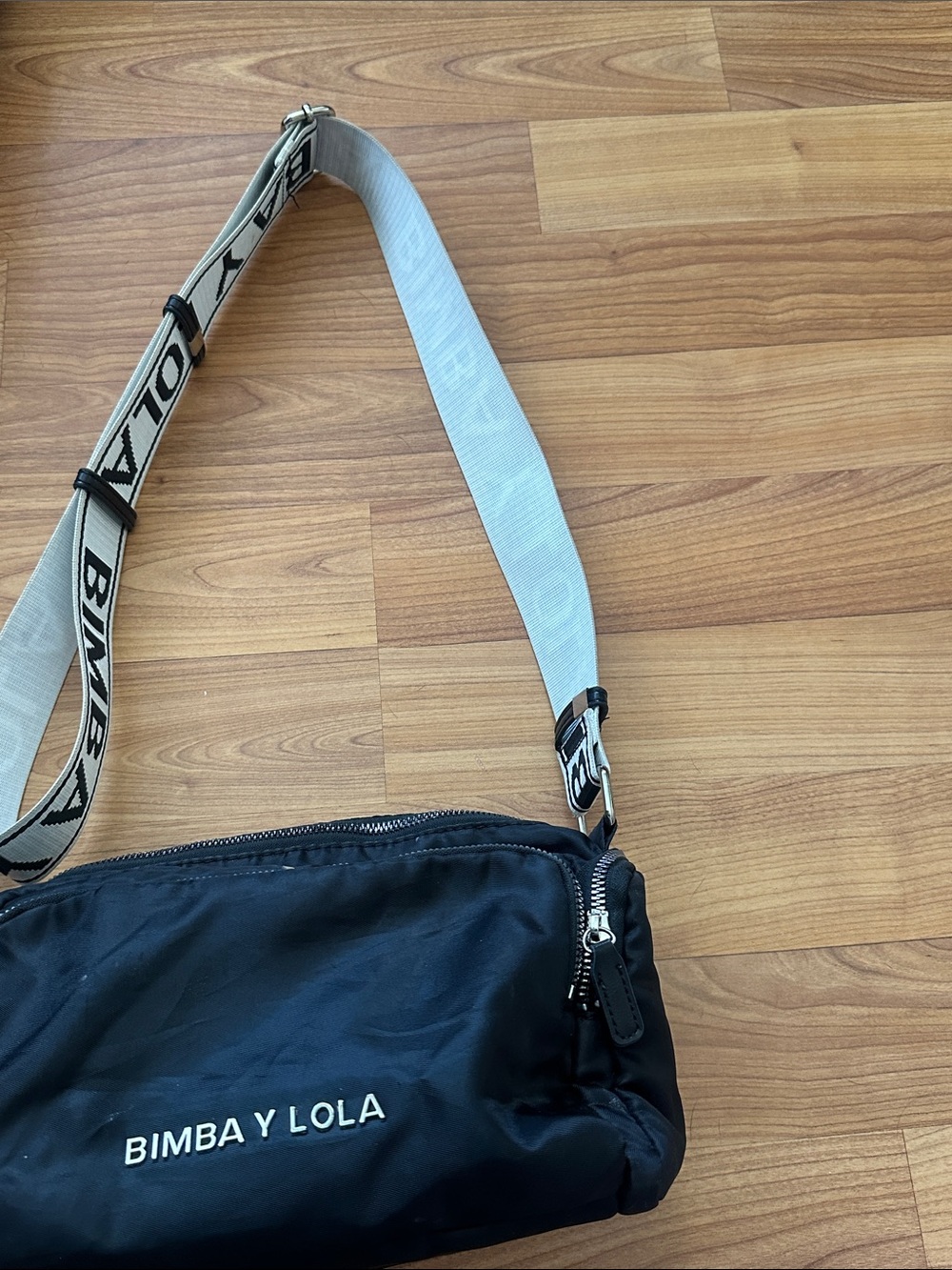 Bimba y Lola Black Crossbody Bag with Logo Strap